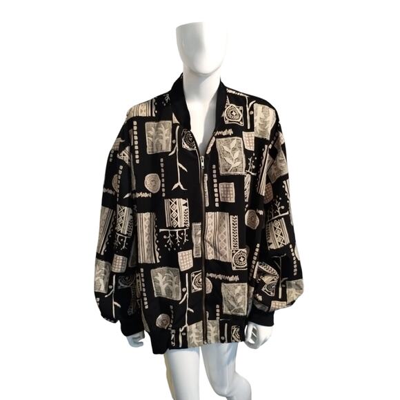 Vintage Cascais Womens size 2X Lightweight Artwear Classic Bomber Zipper Jacket - Picture 3 of 10